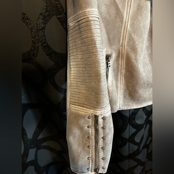 Marrakech Taupe XL super soft faux Suède moto jacket - Picture 3 of 5